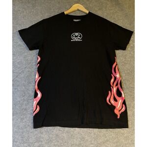 Bad Bunny 2019 Flame Graphic T-Shirt Size L Black Romas Entertainment Streetwear